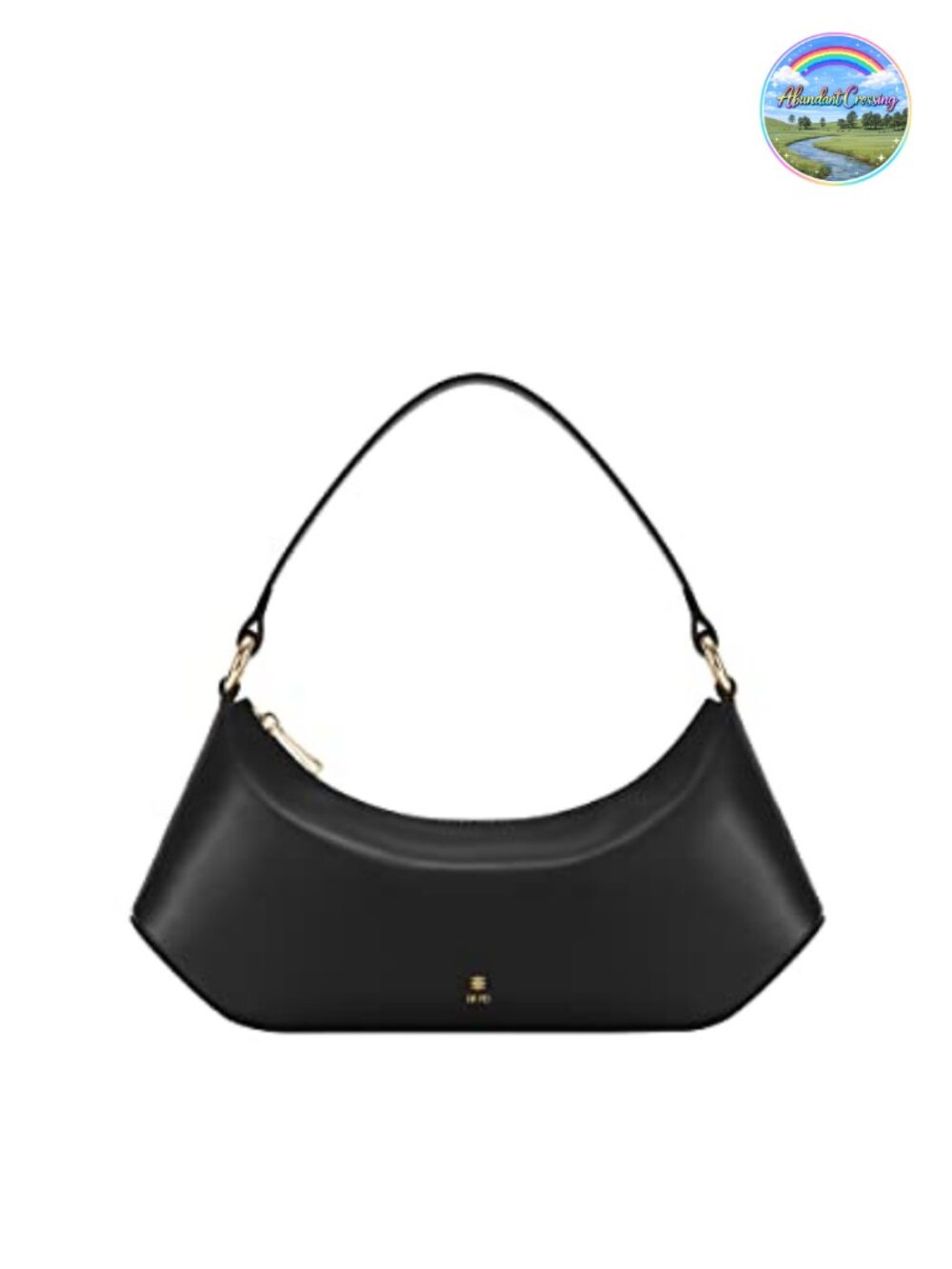 Vegan Leather Hobo Shoulder Bag with Zipper Closure, Gold Hardware